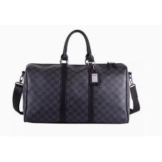 Large capacity short distance travel luggage bag trendy black plaid handbag shoulder bag